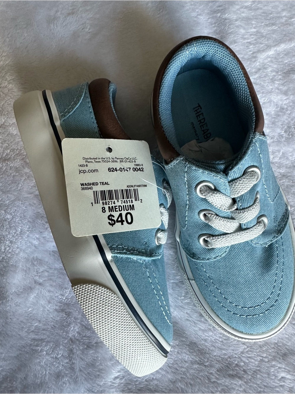 jcpenney Washed Teal Canvas Kids Sneakers